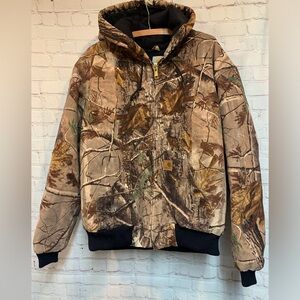 Vintage Carhartt Camo Insulated Hunting Hooded Realtree Jacket Size M 46” J221